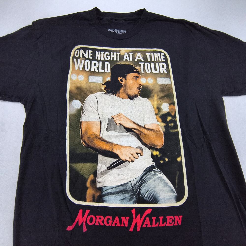 Morgan Wallen Band Short Sleeve Crew Neck Shirt Adult Mens Size Large L Black